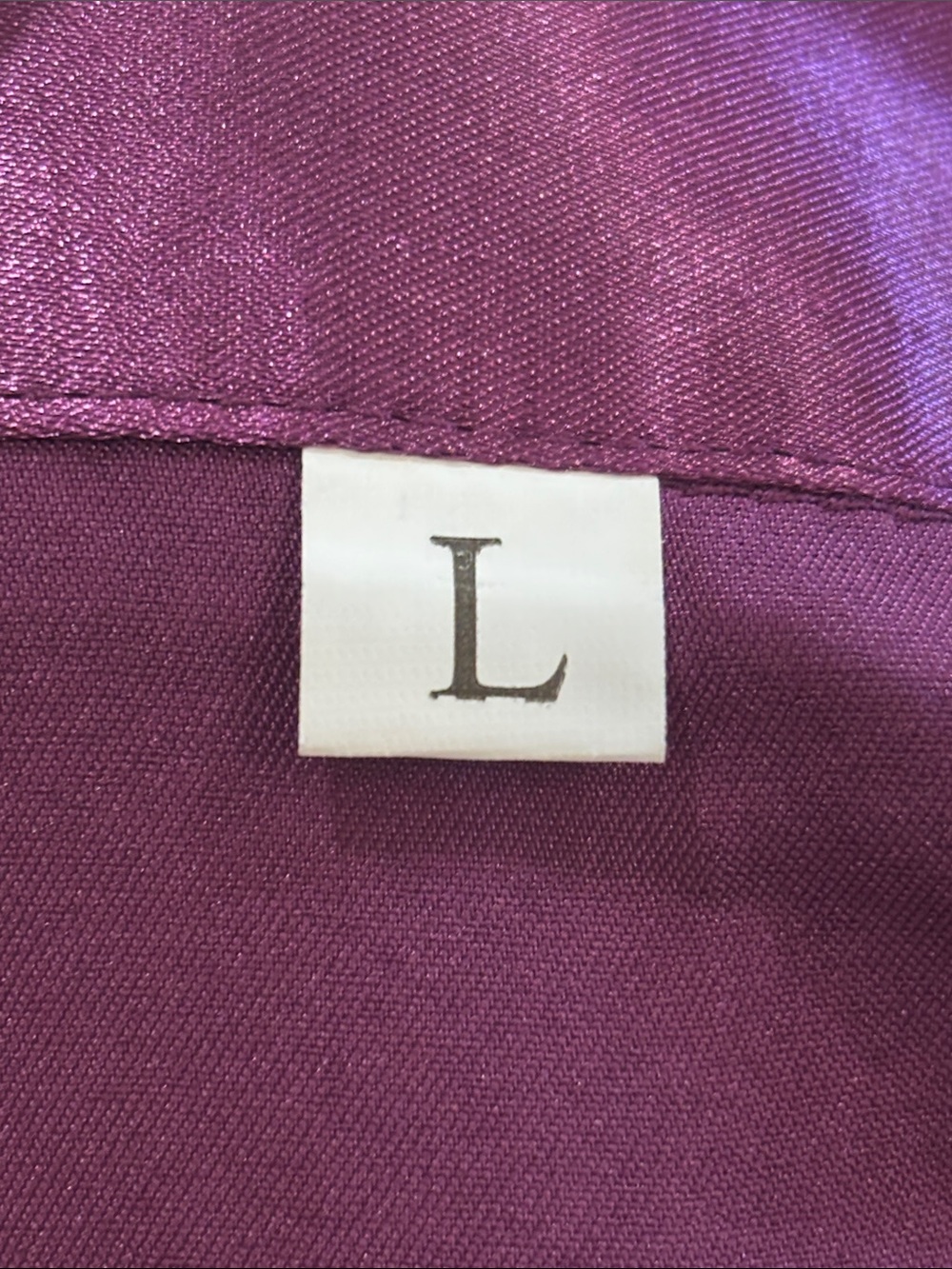 Women’s 2-Piece Satin Short Pajama Set, with Contrast Piping, L. Purple Tone. - Picture 2 of 3